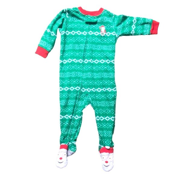 Carter's Infant One Piece Holiday Santa Claus One Piece Sleeper-Green-12M - Picture 1 of 6